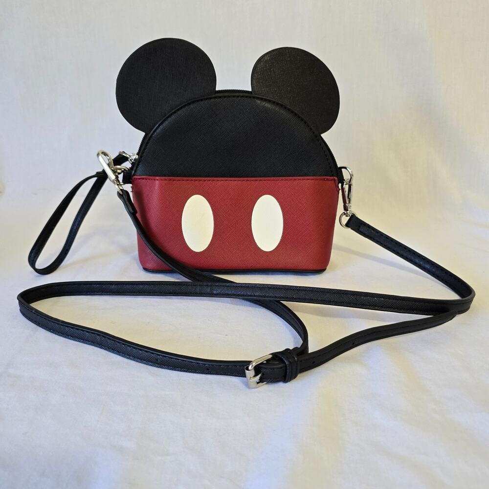 Bioworld Disney Mickey Mouse Crossbody Bag Wristlet Mickey Ears Black Red White